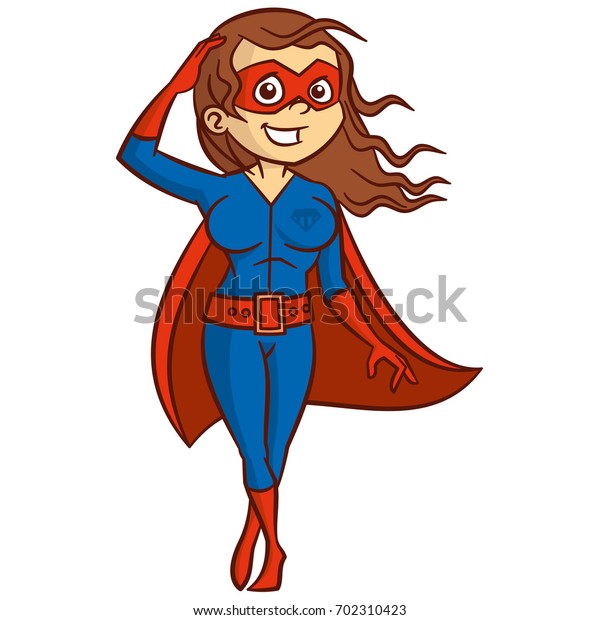 Superhero Brownhaired Woman Cartoon Character Isolated Stock Vector ...