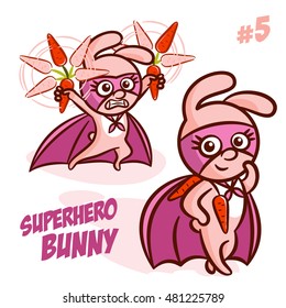 Superhero Bunny Vector Illustration Set