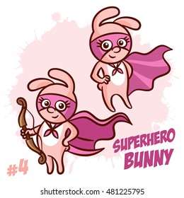 Superhero Bunny Vector Illustration Set