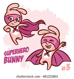 Superhero Bunny Vector Illustration Set