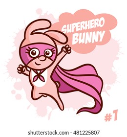 Superhero Bunny Vector Illustration Set