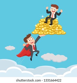 Superhero business leader businessman to success, illustration vector cartoon
