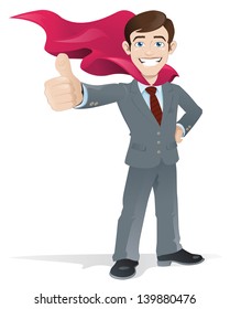 Superhero Businessman gives the thumbs up 