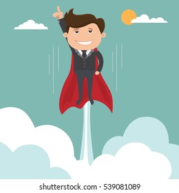 Superhero businessman , Star up concept - vector illustration