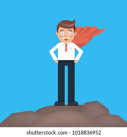 Superhero businessman. Vector flat cartoon illustration