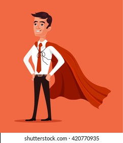 Superhero businessman. Vector flat cartoon illustration