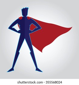 Superhero with cape character figure, vector illustration