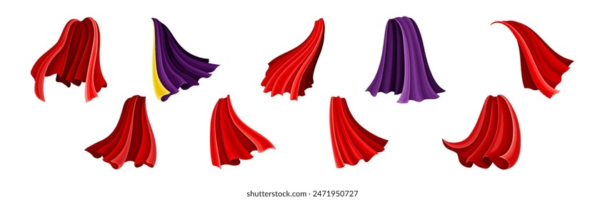 Superhero Cape and Cloak Fabric Cover Vector Set