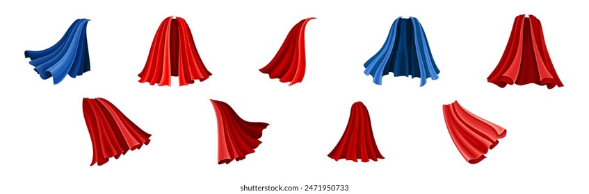 Superhero Cape and Cloak Fabric Cover Vector Set