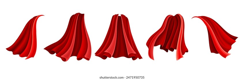 Superhero Cape and Cloak Fabric Cover Vector Set