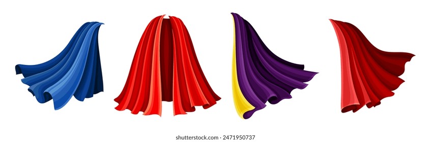 Superhero Cape and Cloak Fabric Cover Vector Set