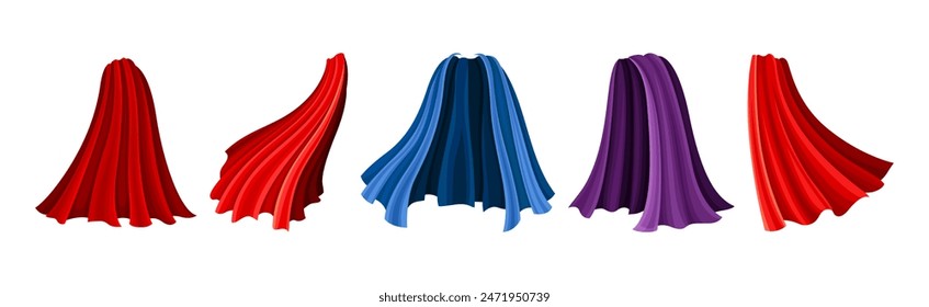 Superhero Cape and Cloak Fabric Cover Vector Set