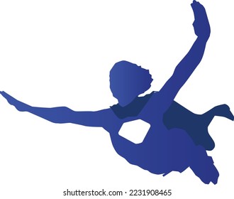 Superhero with cape flying silhouette