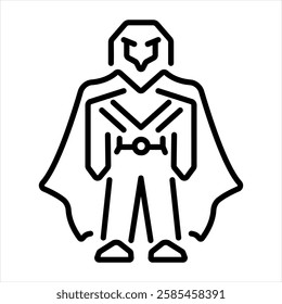 Superhero cape icon in linear style 