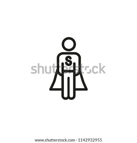 Superhero in cape as specialist ready to help line icon. Person, costume, power. Support concept. Vector illustration can be used for topics like heroic, specialist help, service center