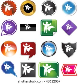 Superhero cape web button isolated on a background.