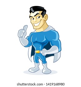 superhero cartoon character showing thumb up sign