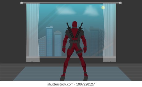 Superhero cartoon character.  Vector illustration