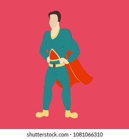 Superhero cartoon icon with superman on background isolated flat illustration