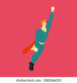 Superhero cartoon icon with superman on background isolated flat illustration