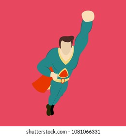 Superhero cartoon icon with superman on background isolated flat illustration