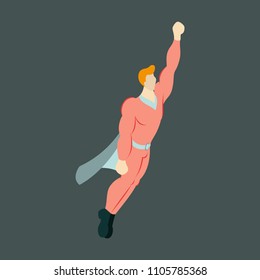 Superhero cartoon icon with superman on background isolated flat illustration