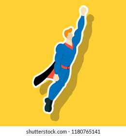 Superhero cartoon icon with superman on background isolated sticker illustration