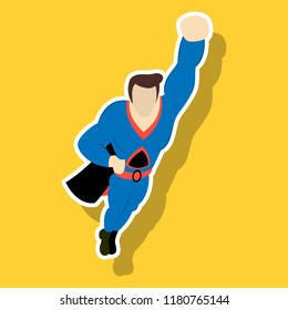 Superhero cartoon icon with superman on background isolated sticker illustration