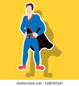 Superhero cartoon icon with superman on background isolated sticker illustration