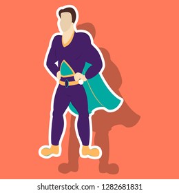 Superhero cartoon icon with superman on background isolated sticker illustration