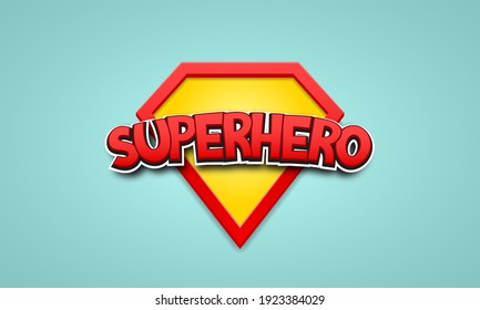 Superhero Cartoon Logo On Light Background. Vector Illustration.