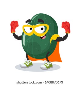 Superhero cartoon polished gemstone green aventurine character mascot in sneakers on a white background