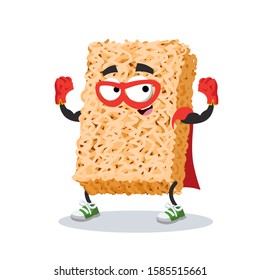 superhero cartoon ramen instant noodles character mascot in sneakers on a white background