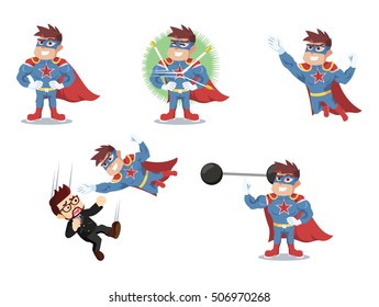 superhero cartoon set illustration design