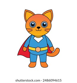 Superhero cat isolated vector illustration icon 