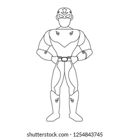 Superhero character cartoon in black and white