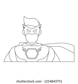 Superhero character cartoon in black and white