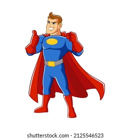 Superhero character muscular male. Vector image