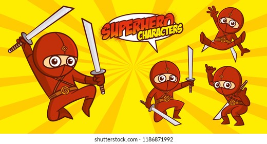 Superhero character Superheroes Set Vector illustration design