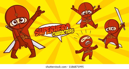 Superhero character Superheroes Set Vector illustration design