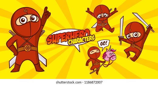 Superhero character Superheroes Set Vector illustration design