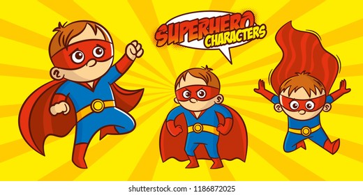 Superhero character Superheroes Set Vector illustration design