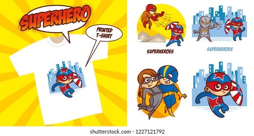 Superhero character Superheroes Set Vector illustration design