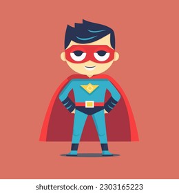 Carácter de superhéroe. Ilustración vectorial en un estilo plano sobre un fondo rojo. mascota para niños