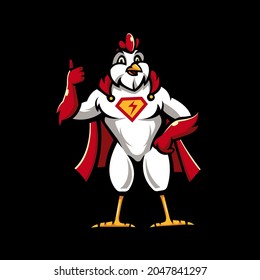 Superhero Chicken mascot logo design illustration vector