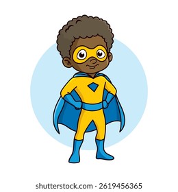 Diseño de Ilustración vectorial de personaje de dibujos animados infantil superhéroe
