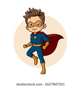 Superhero child cartoon character Vector illustration design