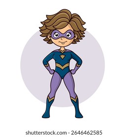 Superhero Kind Cartoon Charakter Vektorgrafik Design