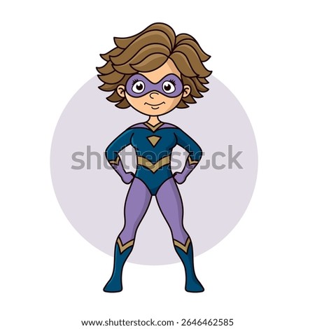Superhero child cartoon character Vector illustration design