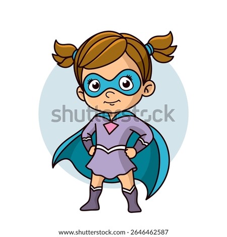 Superhero child cartoon character Vector illustration design